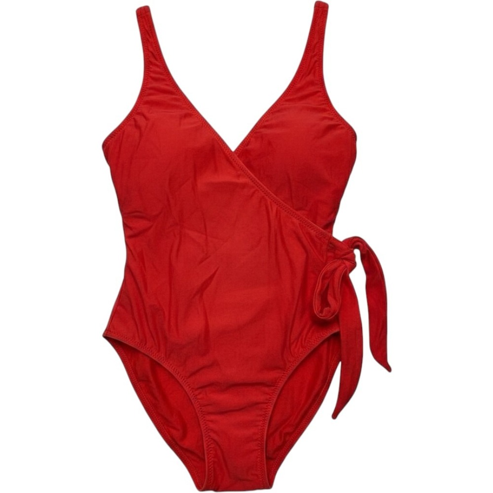 Helen Jon Swimsuit Womens XS Flamenco Coral Wrap 1 Piece Resort Vacation Beach